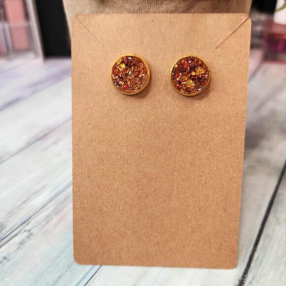 ✨ Handmade Resin Druzy Earrings – Autumn Sparkle ✨ - Picture 3 of 9
